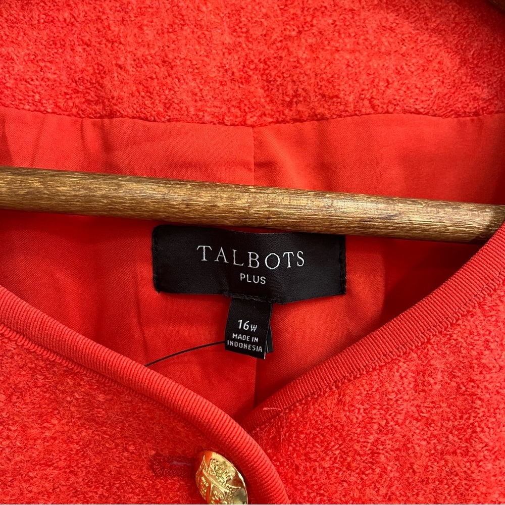 TALBOTS BERKSHIRE WOOL BLEND CROP JACKET DARK CLEMENTINE ORANGE PLUS SIZE 16W - Picture 8 of 9